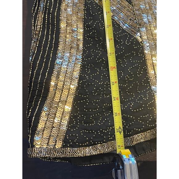 Vintage Tan Chho Gold Beaded Sequin‎ Jacket Dress Gown 1980s Glam - Picture 10 of 13